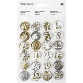 Rico Adventskalender Buttons - 25mm 24 Stück Gold/Silber