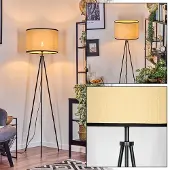 Hofstein Tamarispa Stehlampe aus Metall/Stoff in Schwarz/Beige
