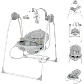 Lorelli Babywippe elektrisch Tango 2 in 1, Fernbedienung, MP3, Timer, Mobile hellgrau