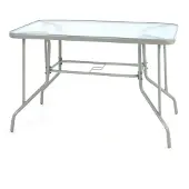 VCM Bistrotisch mit Glasplatte | Maße 110x60x72 cm | Glastisch mit Schirmloch | Gartentisch | Terrassentisch | Tisch