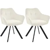 CLP 2er Set Esszimmerstuhl Scott I Samt oder Stoff I Sessel mit Metallgestell I creme Material Samt