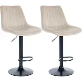CLP 2er Set Barhocker Toni Samt drehbar und stufenlos höhenverstellbar creme Material Gestell Metall matt schwarz