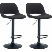 CLP 2er Set Barhocker Camden Stoff drehbar und höhenverstellbar | schwarz Farbe schwarz Material Gestell Metall matt schwarz