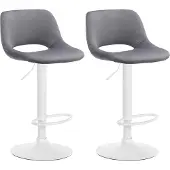 CLP 2er Set Barhocker Camden Samt drehbar und höhenverstellbar | dunkelgrau Farbe dunkelgrau Material Gestell Metall matt weiss