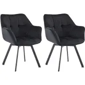 CLP 2er Set Esszimmerstuhl Jordi mit Samtbezug | Drehbar und bis 150 kg belastbar schwarz