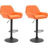 CLP 2er Set Barhocker Braga Kunstleder drehbar und höhenverstellbar | Farbe orange Gestell Farbe schwarz