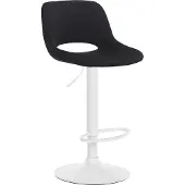 CLP Barhocker Camden Samt drehbar und höhenverstellbar | Farbe schwarz Material Gestell Metall matt weiss