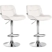 CLP 2er Set Barhocker Vonore Samt, Höhenverstellbar Und 360 Grad Drehbar creme Gestell Farbe chrom