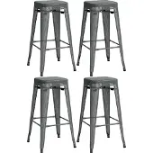 CLP 4er Set Metall Barhocker Fletcher stapelbar grau