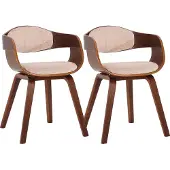 CLP 2er Set Stühle Kingston Stoff mit Polsterung und robustem Holzgestell walnuss/creme Gestell Farbe walnuss