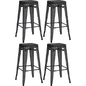 CLP 4er Set Metall Barhocker Fletcher stapelbar schwarz