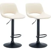 CLP 2er Set Barhocker Camden Kunstleder drehbar und höhenverstellbar | creme Farbe creme Material Gestell Metall matt schwarz