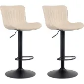 CLP 2er Set Barhocker Linus höhenverstellbar und 360 drehbar creme Material Kunstleder