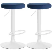 CLP 2er Set Barhocker Ponte Samt höhenverstellbar und drehbar blau Material Gestell Metall matt weiss