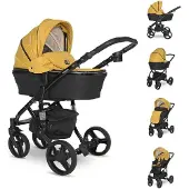 Lorelli Kinderwagen Rimini Premium Sportsitz Tragewanne Moskitonetz verstellbar gelb
