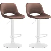 CLP 2er Set Barhocker Camden Samt drehbar und höhenverstellbar | braun Farbe braun Material Gestell Metall matt weiss