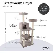 Lycce Kratzbaum groß, mehrstöckiger Katzenbaum inkl. 10 Kratzsäulen mit vollständiger Sisalumwicklung, Höhle, Hängematte, 4 Plattformen, Plüschball, sehr stabil, platzsparend, Farbe:grau