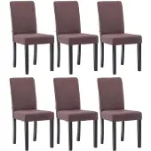CLP 6er Set Esszimmerstuhl Ina Stoffbezug mit Holzgestell braun Gestell Farbe schwarz