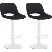 CLP 2er Set Barhocker Camden Samt drehbar und höhenverstellbar | schwarz Farbe schwarz Material Gestell Metall matt weiss