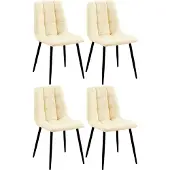 CLP 4er Set Esszimmerstuhl Antibes Kunstleder creme
