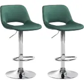 CLP 2er Set Barhocker Camden Samt drehbar und höhenverstellbar | grün Farbe grün Material Gestell Metall in Chromoptik