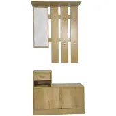 HTI Garderobe Thekla, Garderobenpaneel mit Spiegel (90x116x22cm) und Schrank (90x75x24cm)