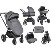 Cangaroo Christiano Dunkelgrau 3-in-1 Kinderwagen inkl. i-Size Autositz 110921