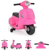 Moni Kinder Elektromotorrad Vespa GTS Super Sport, Roller, Frontleuchten, Hupe pink