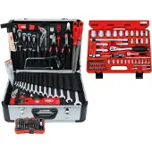 FAMEX 729-17 Werkzeugkoffer PROFESSIONAL, 175-tlg., Komplett Set mit Werkzeug Satz und Steckschlüsselsatz