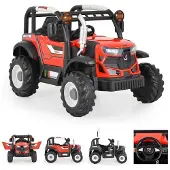 Moni Kinder-Elektro Traktor Harvest Fernbedienung, Hupe, Lichter, Musik, MP3 rot