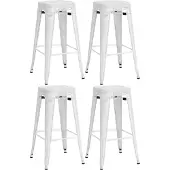 CLP 4er Set Metall Barhocker Fletcher stapelbar | Farbe weiß