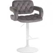 CLP Barhocker Dublin Samt grau Material Gestell Metall matt weiss