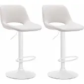 CLP 2er Set Barhocker Camden Stoff drehbar und höhenverstellbar | creme Farbe creme Material Gestell Metall matt weiss
