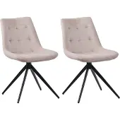 CLP 2er Set Esszimmerstuhl Merna schwenkbar und gepolstert creme Material Samt