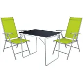 Mojawo 3-tlg Camping Set Gartenmöbel Campingtisch + 2 Campingstuhl Limegrün