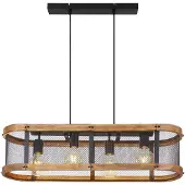 Etc-shop Hängelampe Holzleuchte, Rustikal, Holz schwarz braun, 4xE27