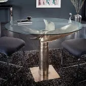 LEBENSwohnART Design Esstisch ELICA 100cm silber-antik Aluminium Maritim