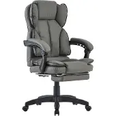 Trisens Schreibtischstuhl Bürostuhl Gamingstuhl Racing Chair Chefsessel mit Fußstütze,Farbe:Dunkelgrau - Schwarz