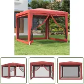 The Living Store Partyzelt mit 4 Mesh-Seitenwänden Rot 3x3 m HDPE