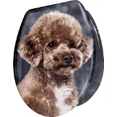 Trisens WC Sitz Toilettensitz mit Absenkautomatik Duroplast Klodeckel Klositz , Motiv:Hund