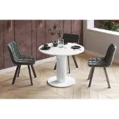 Designimpex Design Esstisch Tisch HES-111 rund oval Hochglanz ausziehbar 100-148cm