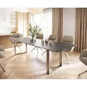 DELIFE Esstisch Edge 300x100 Keramik Laminam Nero Greco Anthrazit Edelstahl Schmal