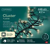 Lumineo Lichterkette Cluster Twinkle 448 LED 4,2 m warm weiß, schwarz