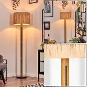 Hofstein Mila Stehlampe aus Holz/Metall und Schirm aus Bast