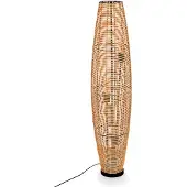 Hofstein Messerotti moderne Stehlampe aus Metall/Rattan in Schwarz/Natur