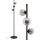 Hofstein Garaguso Stehlampe aus Metall/Riffelglas in Schwarz/Rauch