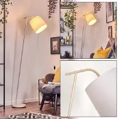 Hofstein Lamezia Stehlampe aus Metall/Stoff in Beige/Weiß