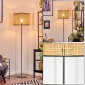 Hofstein Casalina Stehlampe aus Metall/Wiener Geflecht/Rattan in Schwarz/Natur