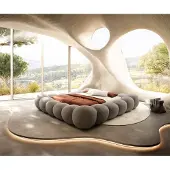 DELIFE Polsterbettgestell Perlla 180x200 cm Strukturstoff Soft Taupe