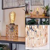 Hofstein Pescara Tischlampe aus Glas/Metall in Bernsteinfarben/Schwarz
